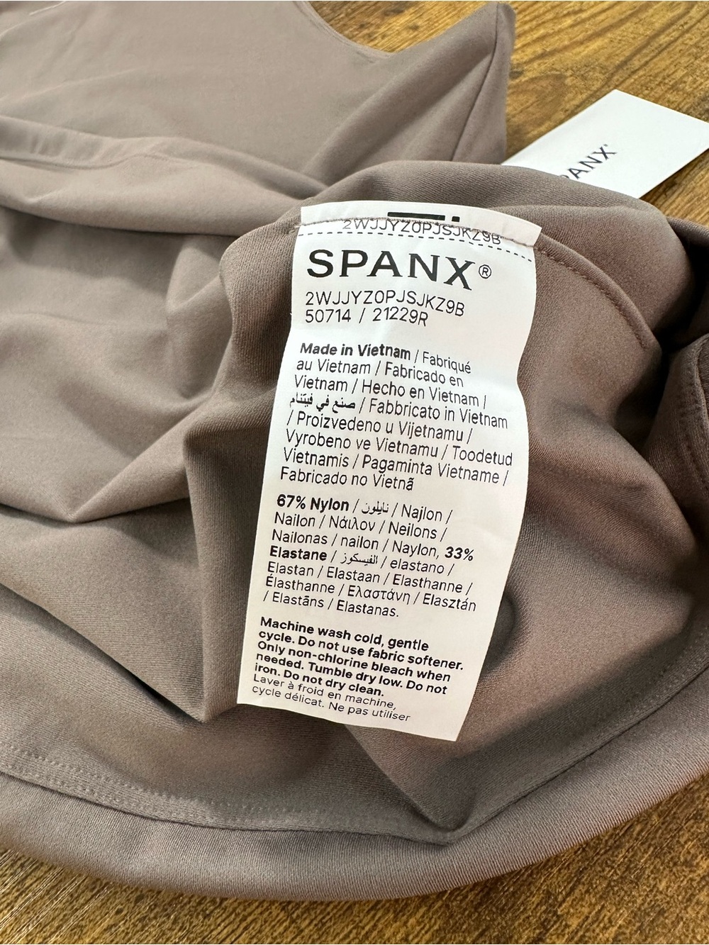 Spanx Smoothing Jersey High Neck Racerback Tank, Smoke Taupe, Large - Picture 14 of 14